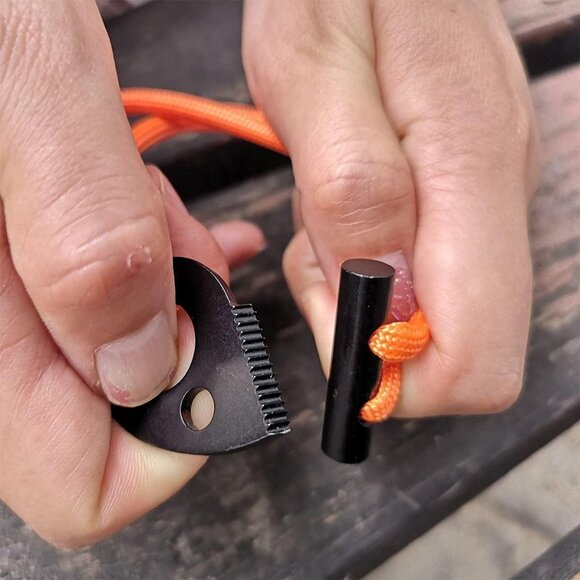 Survival Red Tinder Paracord Necklace with Firestarter Ferrocerium1 Pack(Orange) - Picture 12 of 16